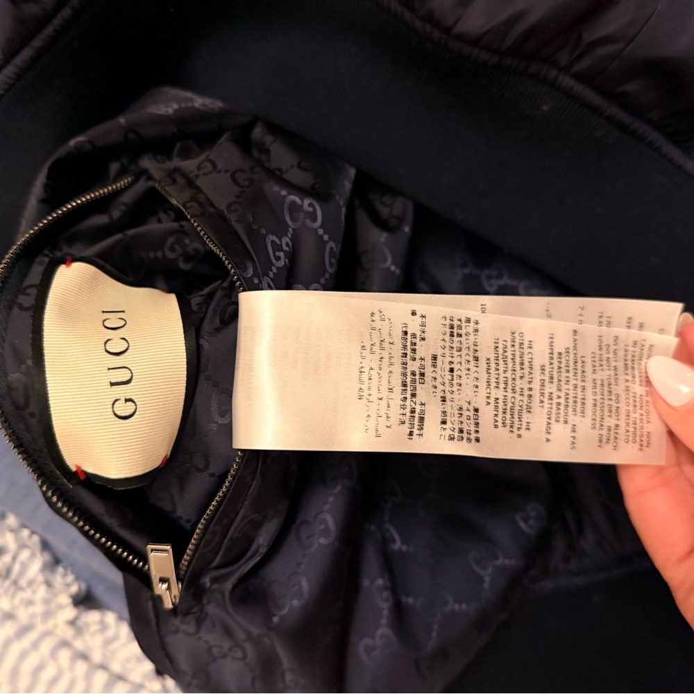 Gucci Navy Blue Logo/ Solid Reversible Jacket - image 8
